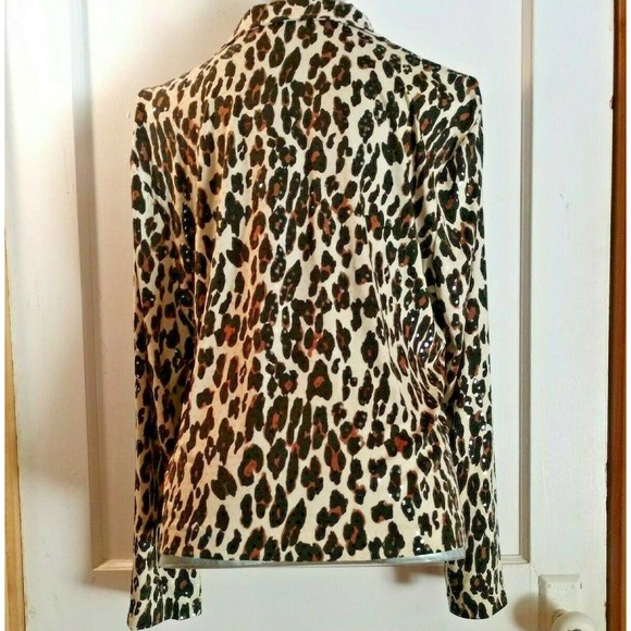 Lisa International Leopard Animal Print Full Zip Jacket Shirt Long Sleeve XLP - Picture 7 of 12